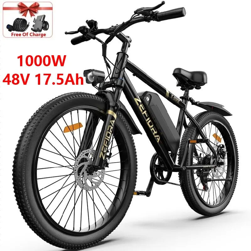 Zefiora M10 Electric Mountain Bike, 26/29-Inch Wheels, 1000W Motor, 48V Battery E-Bike