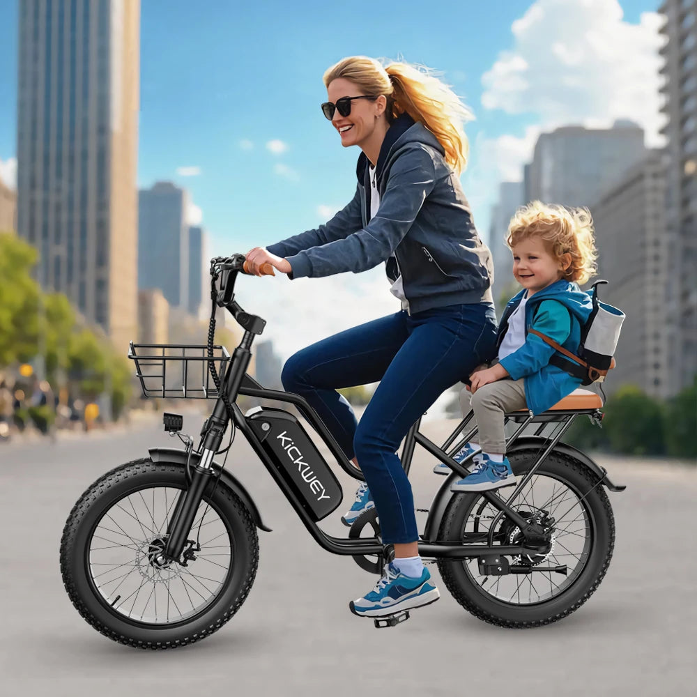 Kickwey LD20 Electric Bike for Adults – 1500W Peak Motor, 48V 20Ah Battery & 50-Mile Range