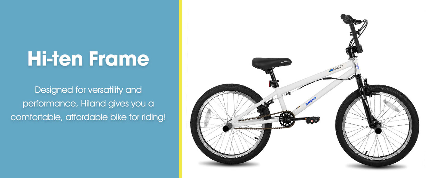 Hiland 20-Inch Freestyle Kids BMX Bike, 360° Gyro Rotor & 4 Pegs for Beginner to Advanced Riders
