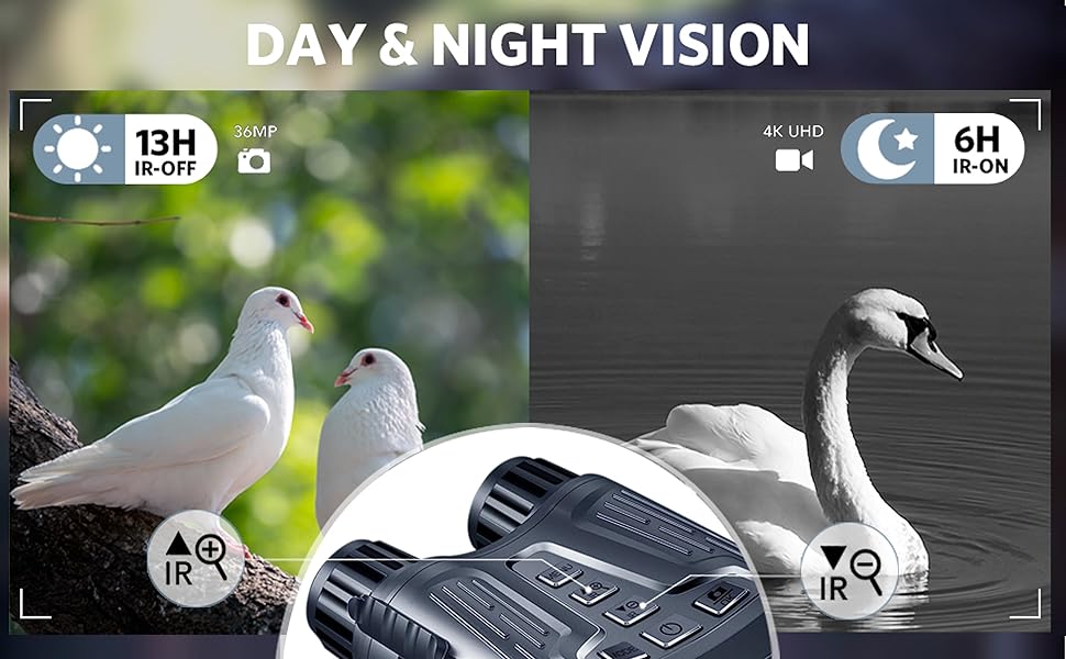 Night Vision Binoculars Goggles, 4K HD Video Recording, 8X Digital Zoom & 1000ft Viewing Range
