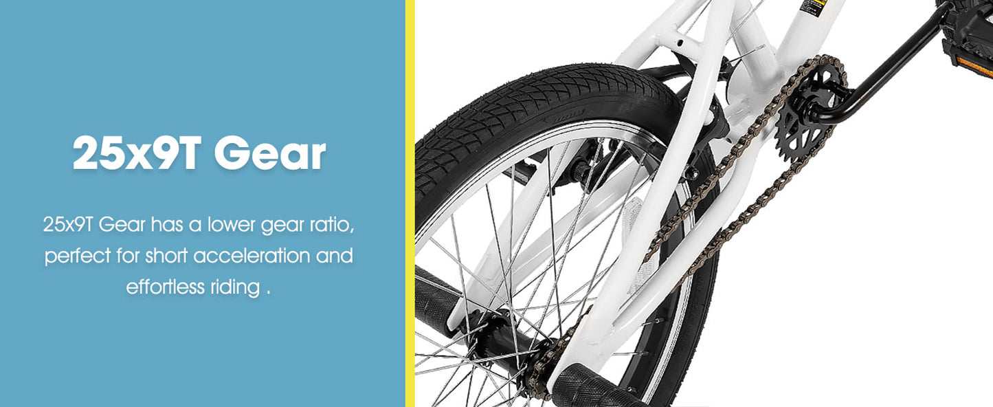 Hiland 20-Inch Freestyle Kids BMX Bike, 360° Gyro Rotor & 4 Pegs for Beginner to Advanced Riders