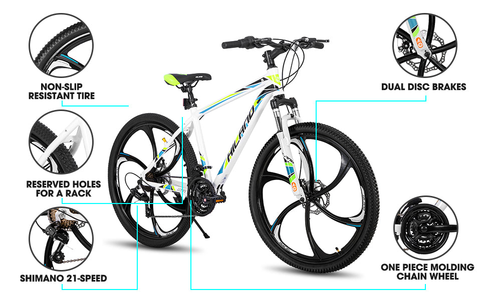 Hiland Mountain Bike with Shimano 21-Speed Drivetrain, Aluminum Frame & 26-Inch Wheels