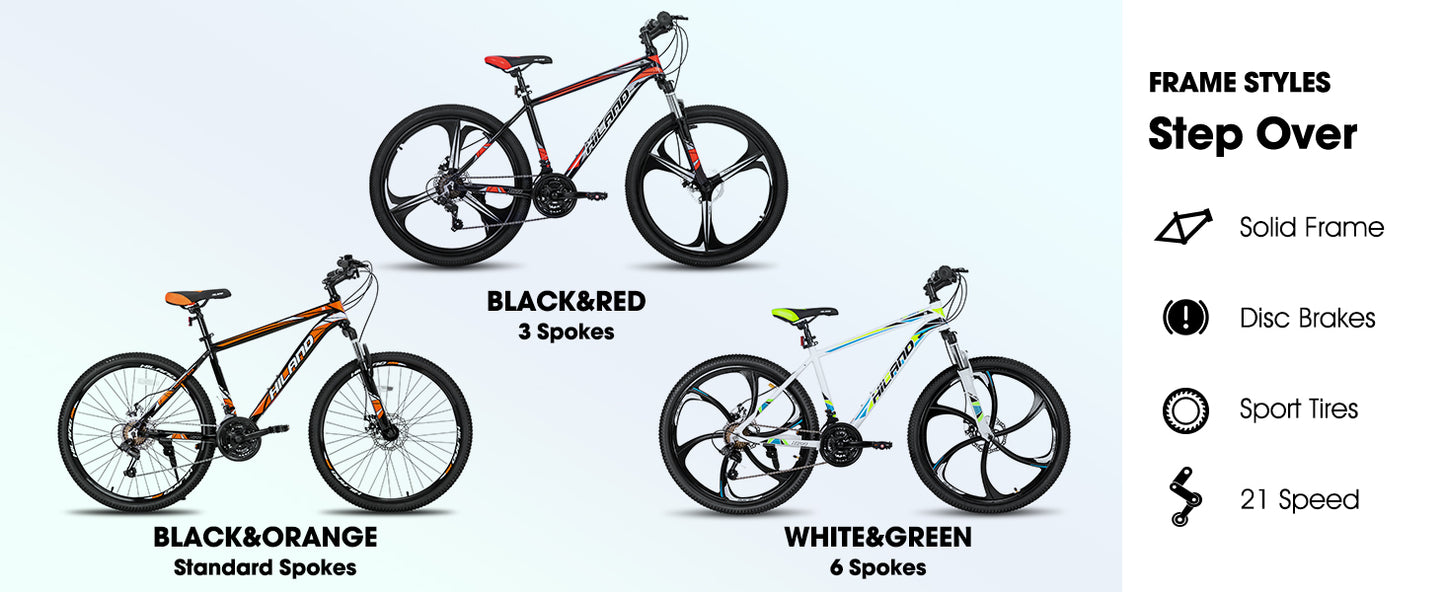 Hiland 26-Inch Mountain Bike with Shimano 21-Speed Drivetrain & Aluminum Frame