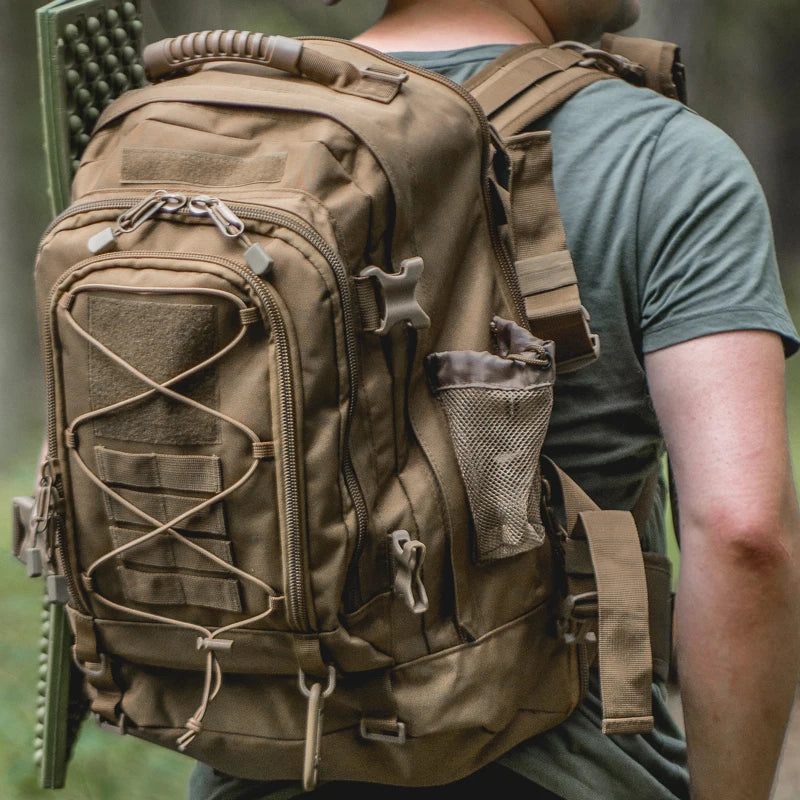 LQARMY 65L Tactical Backpack, Expandable Military MOLLE Rucksack for Hiking, Camping & Travel