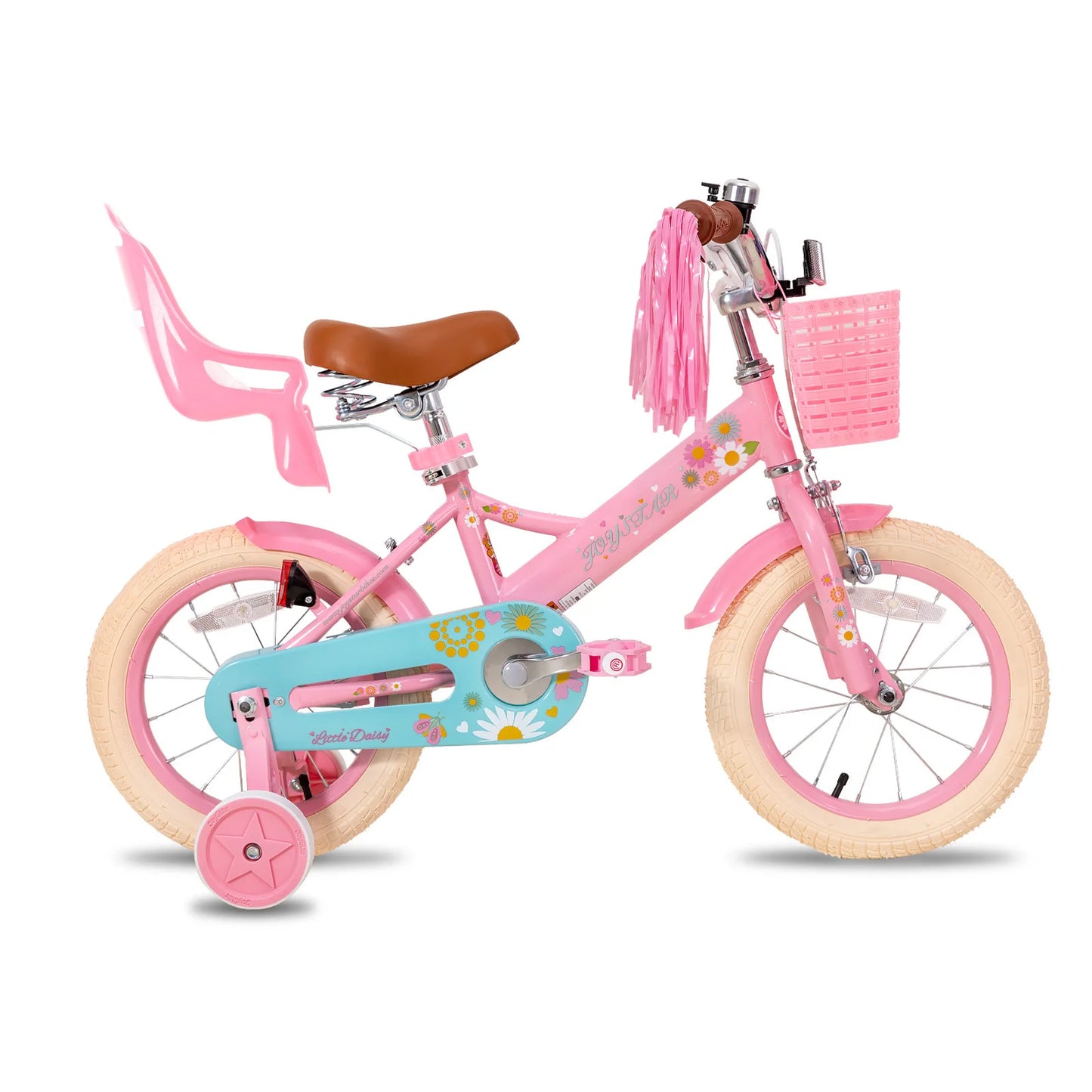 JOYSTAR Little Daisy Kids Bike for Girls Ages 2-7 Years with Doll Seat, Streamers, Flag & Number Plate