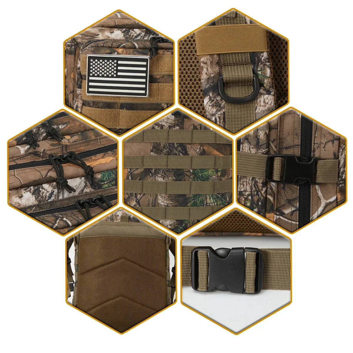 45L Tactical Hunting Backpack, Large Capacity Outdoor Rucksack for Hiking, Camping & Travel