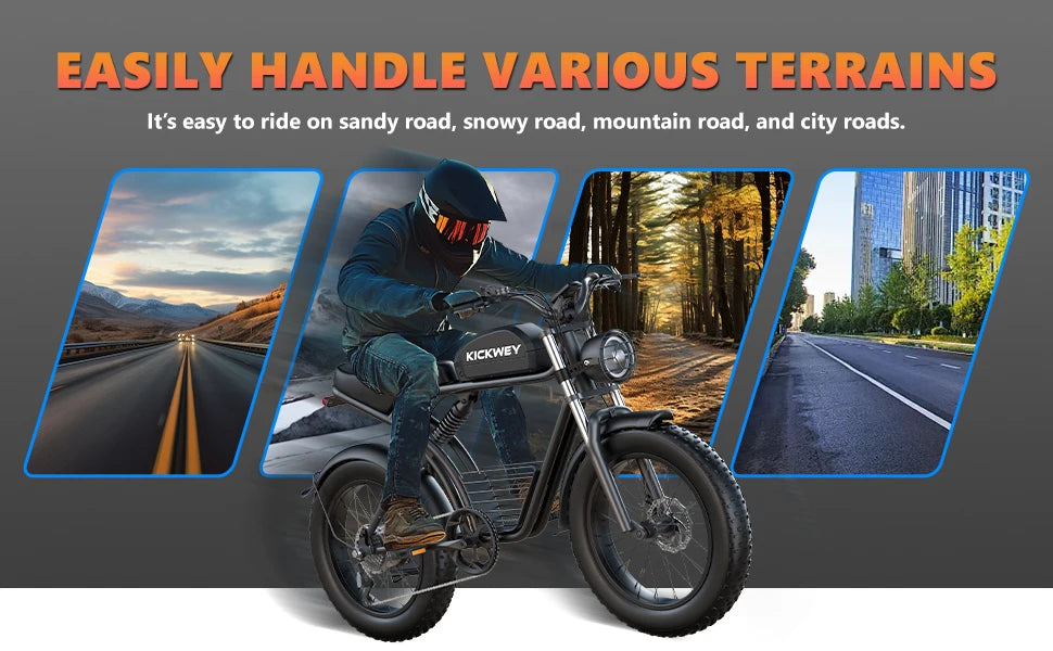 Kickwey K7 Electric Bike – 1500W Peak Motor, 48V 23Ah Battery & 32MPH Top Speed