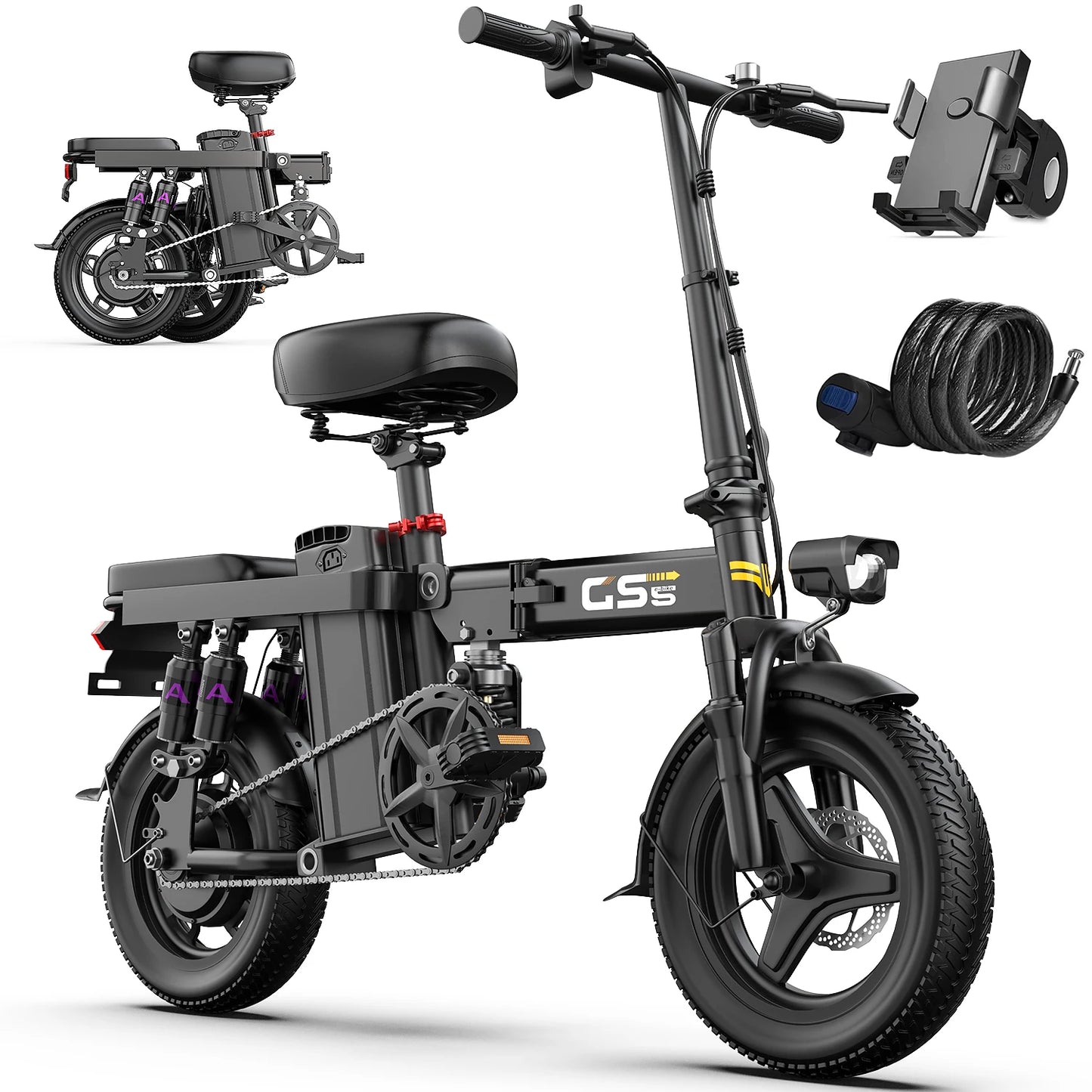 UPlee GS5 Folding Electric Bike with 740W Motor and 45-Mile Assisted Range
