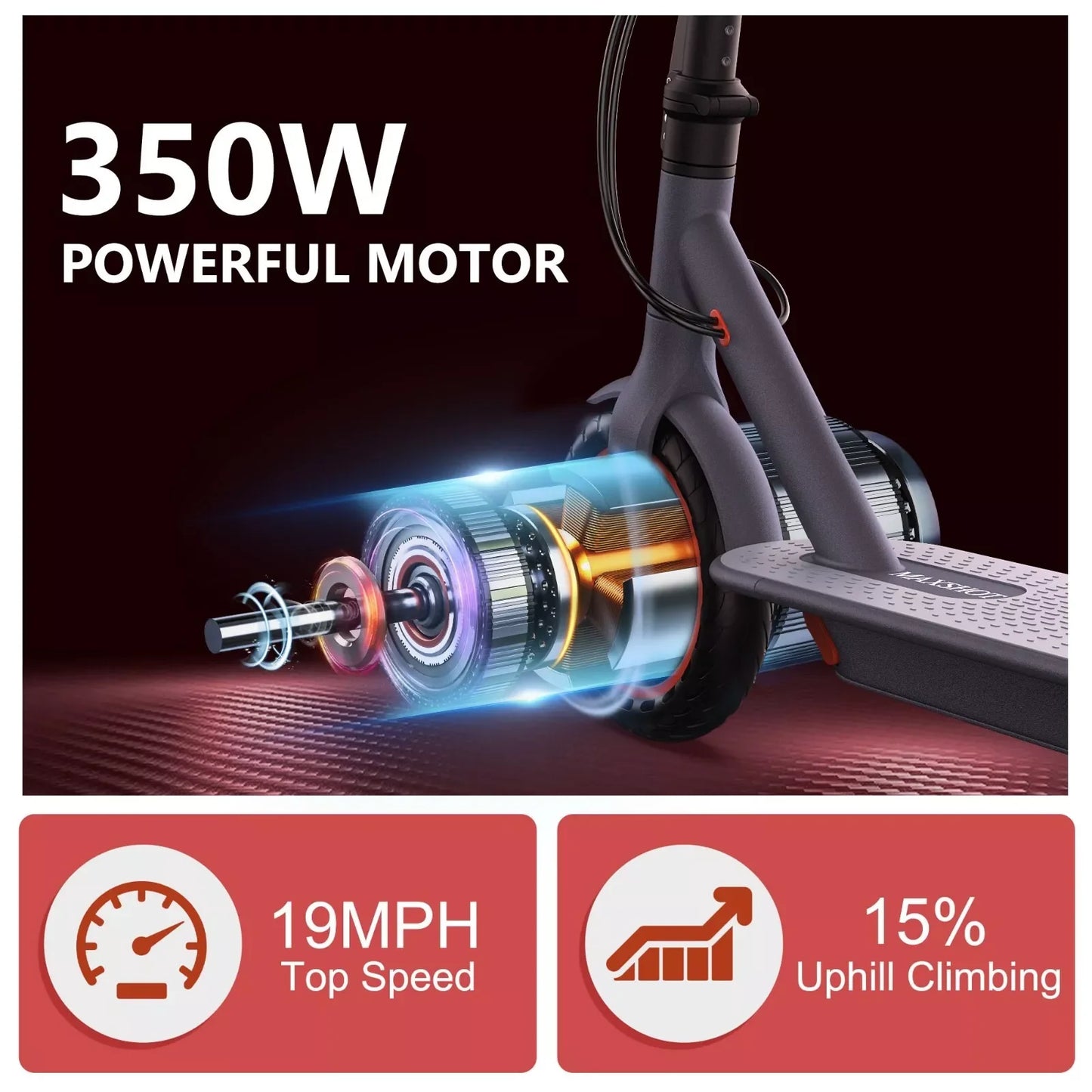 LADPED LP80 Electric Scooter with 350W Motor, 19 MPH Top Speed & Smart App Control