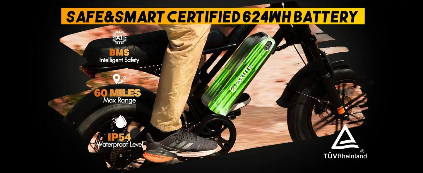 Eskute V100 Electric Bike – 1500W Peak Motor, 48V 13Ah Battery & 28MPH Top Speed