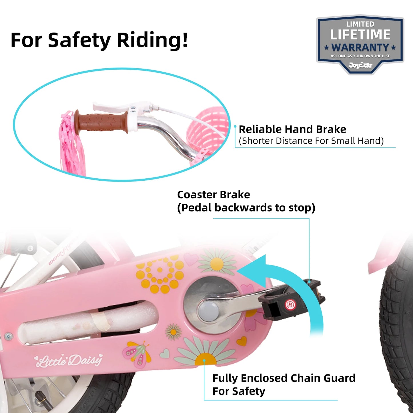 JOYSTAR Little Daisy Kids Bike for Girls Ages 2-7 Years with Doll Seat, Streamers, Flag & Number Plate