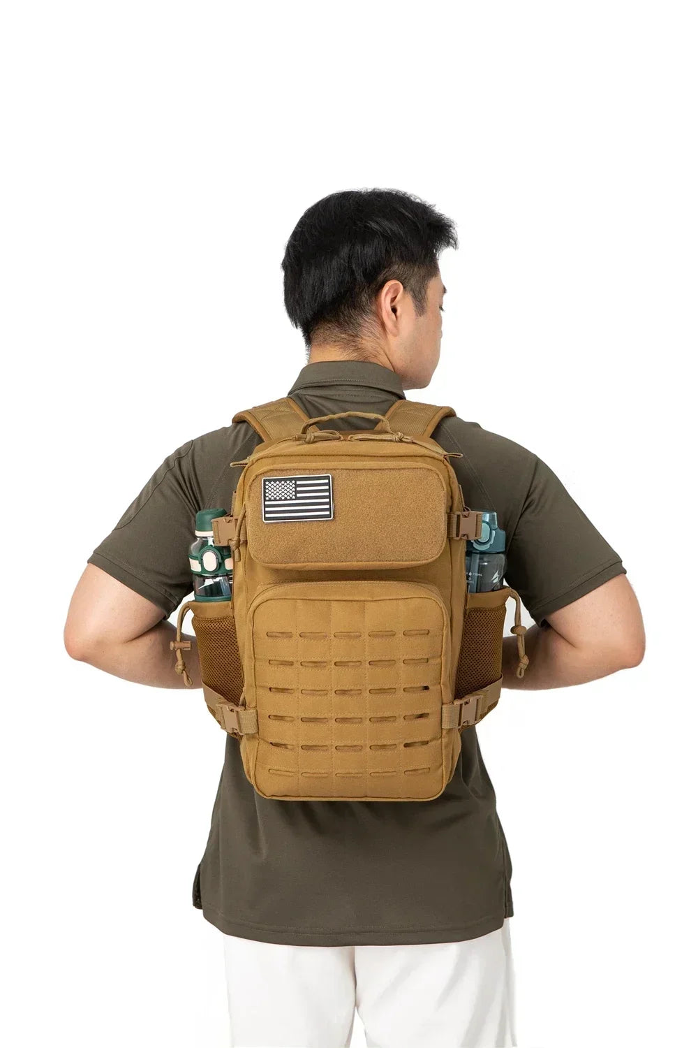 25L Tactical Backpack, MOLLE Outdoor Hiking & Fitness Backpack with Dual Cup Holders