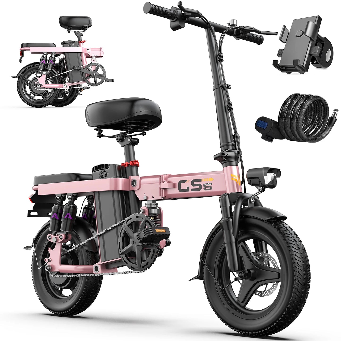 UPlee GS5 Folding Electric Bike with 740W Motor and 45-Mile Assisted Range