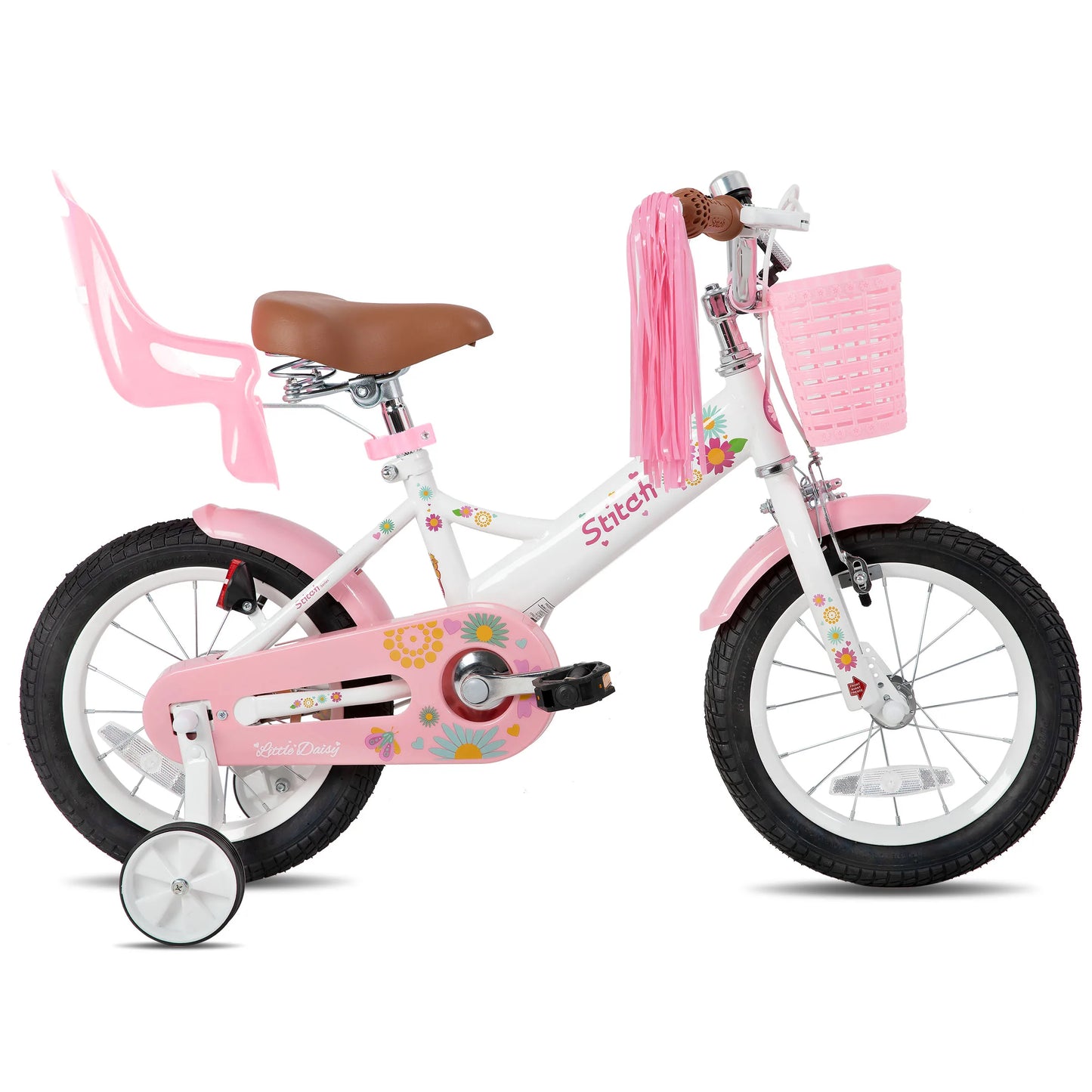 JOYSTAR Little Daisy Kids Bike for Girls Ages 2-7 Years with Doll Seat, Streamers, Flag & Number Plate