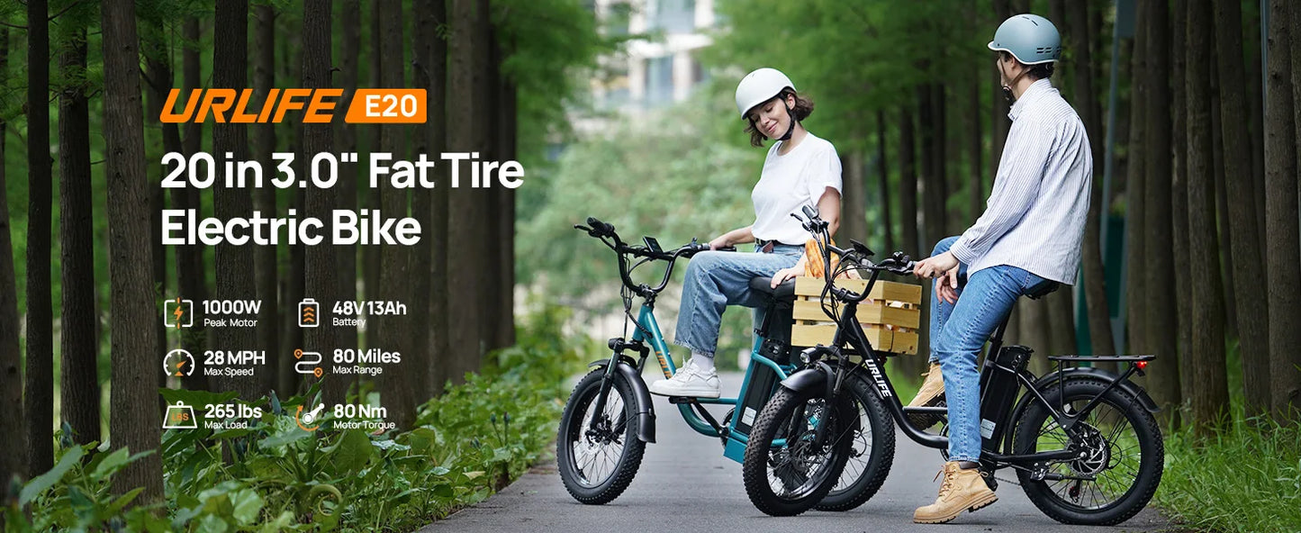 URLIFE E20 1000W Electric Bike with 80-Mile Range and 28MPH Top Speed