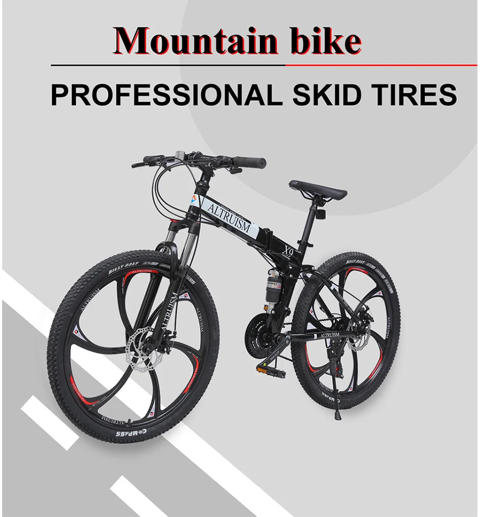 26-Inch Mountain Bike for Men & Women, 21-Speed Dual Suspension Bicycle with Disc Brakes