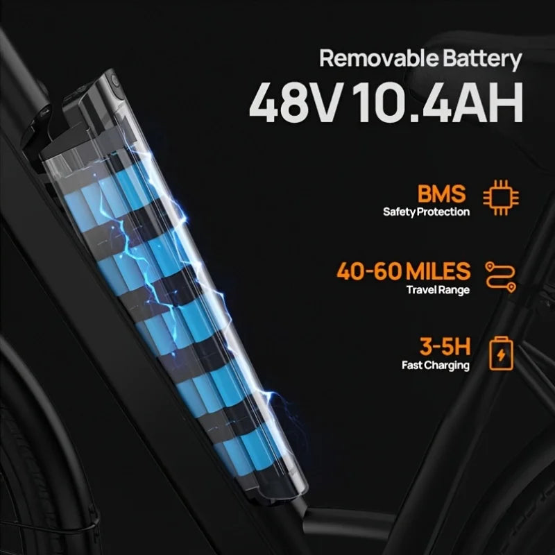 URLIFE E26 Electric Bike for Adults – 750W Peak Motor, 48V Removable Battery & 80-Mile Range