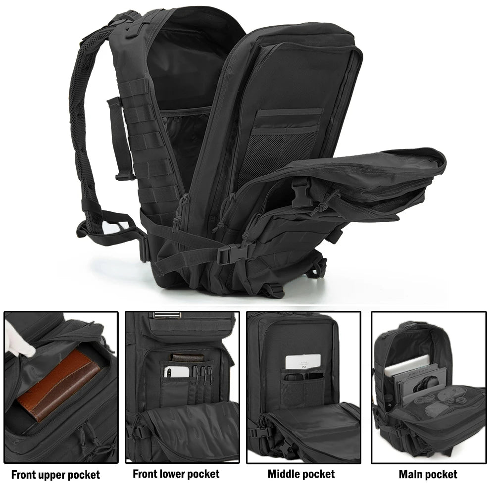 60L Military Tactical Backpack, Molle Assault Rucksack for Hiking, Camping & Travel
