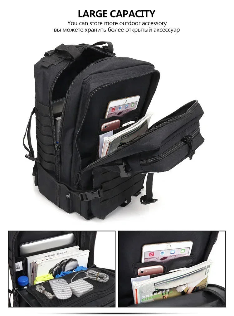 45L Tactical Backpack, Military Molle Travel Pack for Trekking, Camping & Hunting