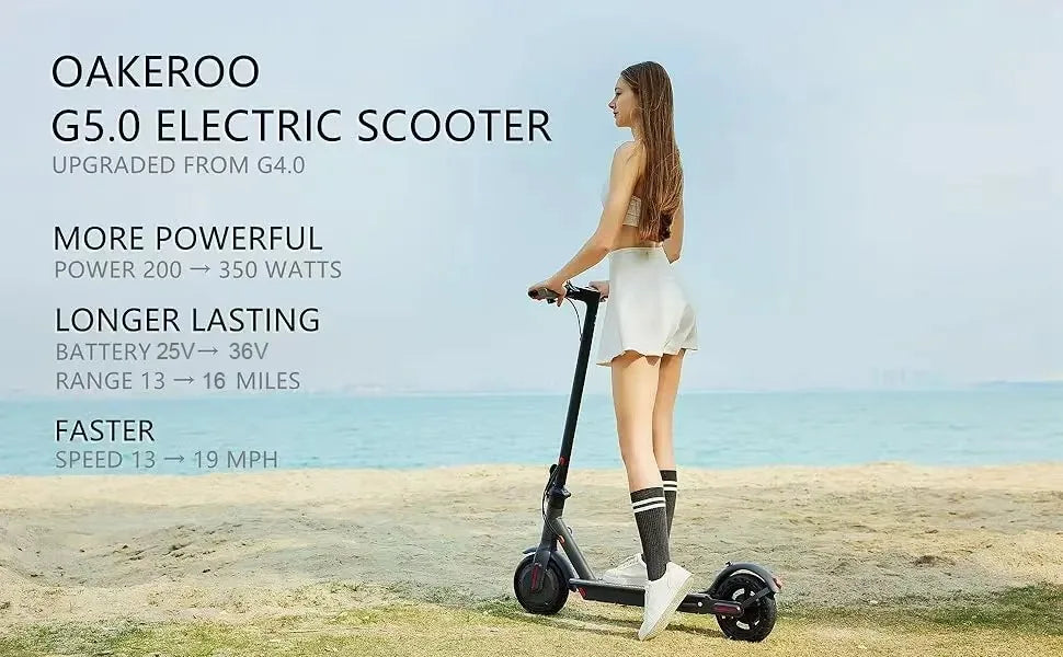 G5.0 Electric Scooter with 350W Motor, 19 MPH Top Speed & 16-Mile Range