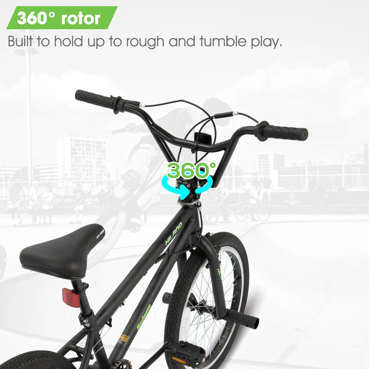 Hiland 20-Inch Freestyle Kids BMX Bike, 360° Gyro Rotor & 4 Pegs for Beginner to Advanced Riders