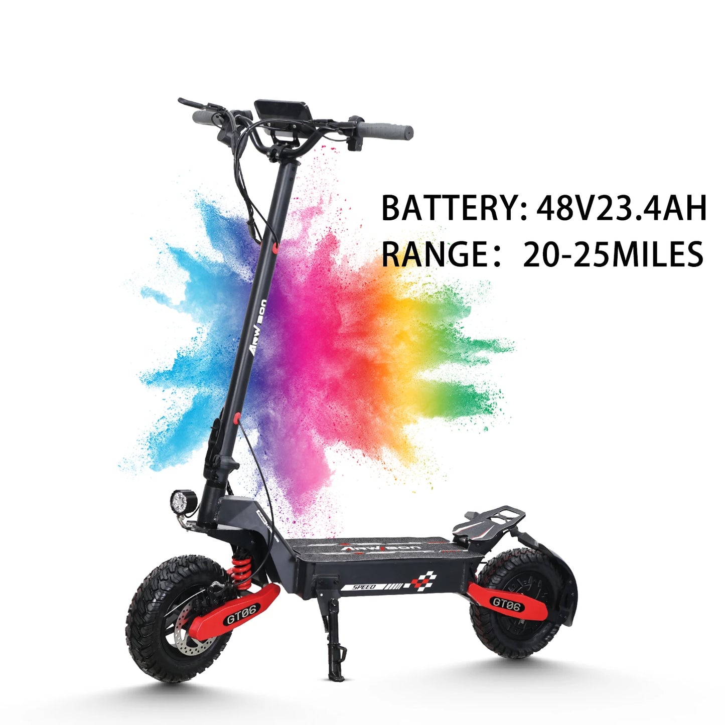 Arwibon GT06 Foldable Electric Scooter with 1200W Motor, 25 MPH Top Speed & 11" Off-Road Tires
