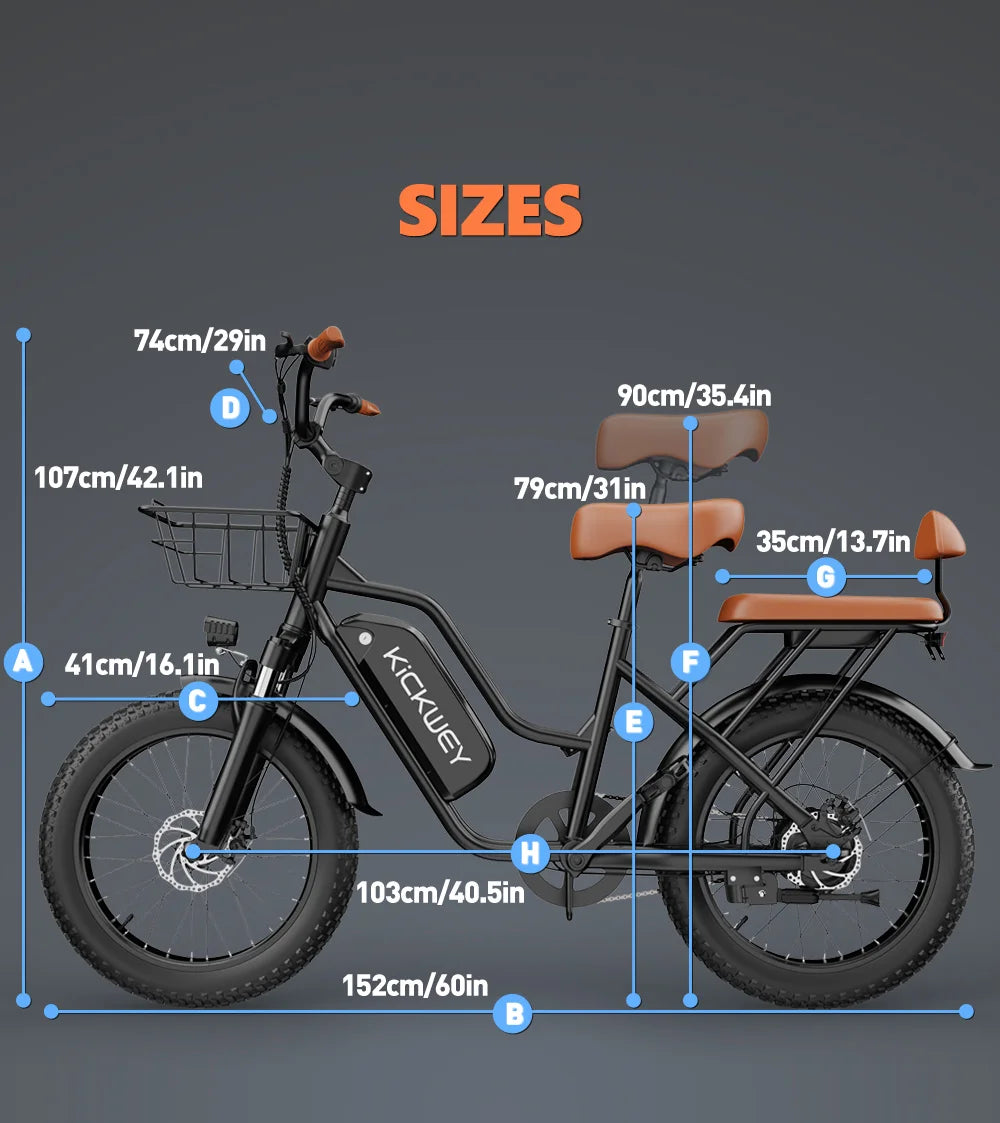 Kickwey LD20 Electric Bike for Adults – 1500W Peak Motor, 48V 20Ah Battery & 50-Mile Range