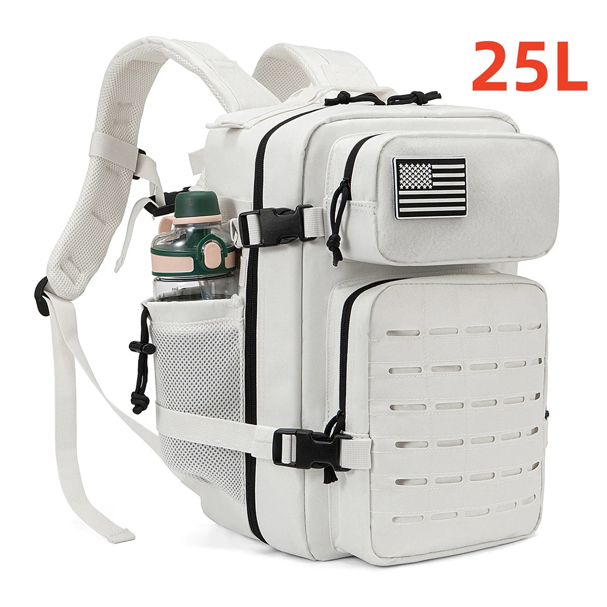 25L Tactical Backpack, MOLLE Outdoor Hiking & Fitness Backpack with Dual Cup Holders