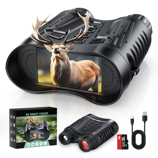 Night Vision Binoculars Goggles, 4K HD Video Recording, 8X Digital Zoom & 1000ft Viewing Range