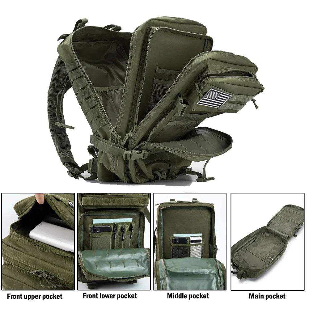 45L Tactical Backpack, Compact Outdoor Rucksack for Hiking, Camping & Fitness