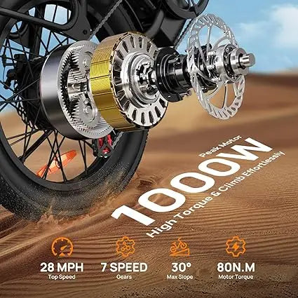 URLIFE E20 1000W Electric Bike with 80-Mile Range and 28MPH Top Speed