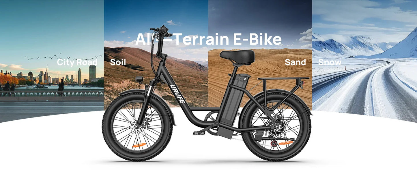 URLIFE E20 1000W Electric Bike with 80-Mile Range and 28MPH Top Speed