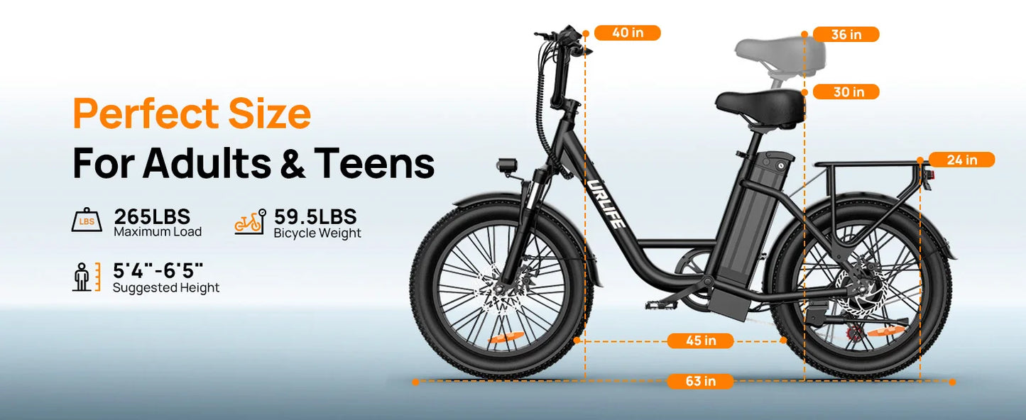 URLIFE E20 1000W Electric Bike with 80-Mile Range and 28MPH Top Speed