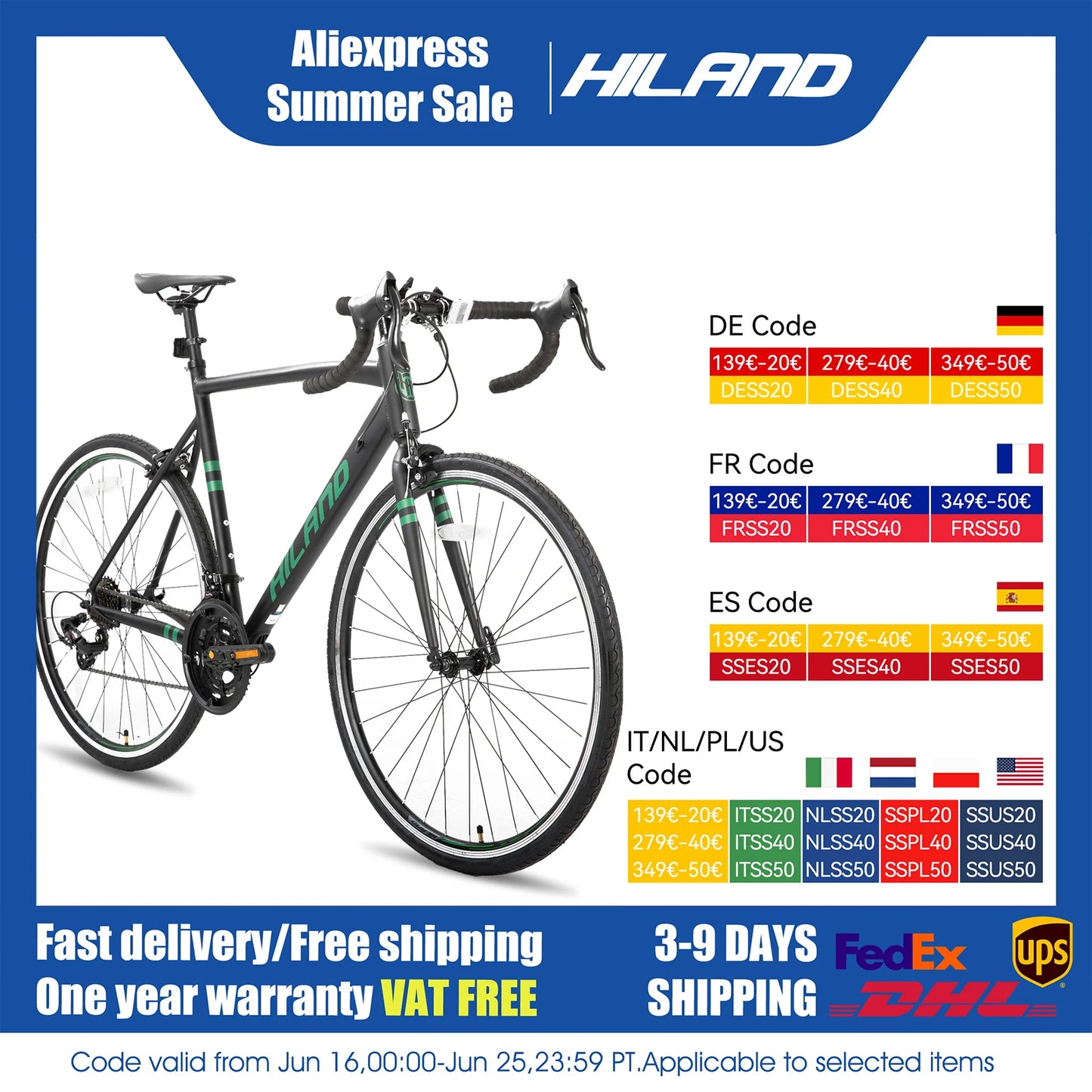 Hiland Aluminum Road Bike, Shimano 14-Speed Racing Bike, 53/57cm Frame for Men