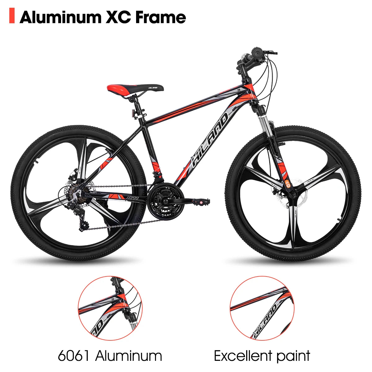 Hiland Mountain Bike with Shimano 21-Speed Drivetrain, Aluminum Frame & 26-Inch Wheels