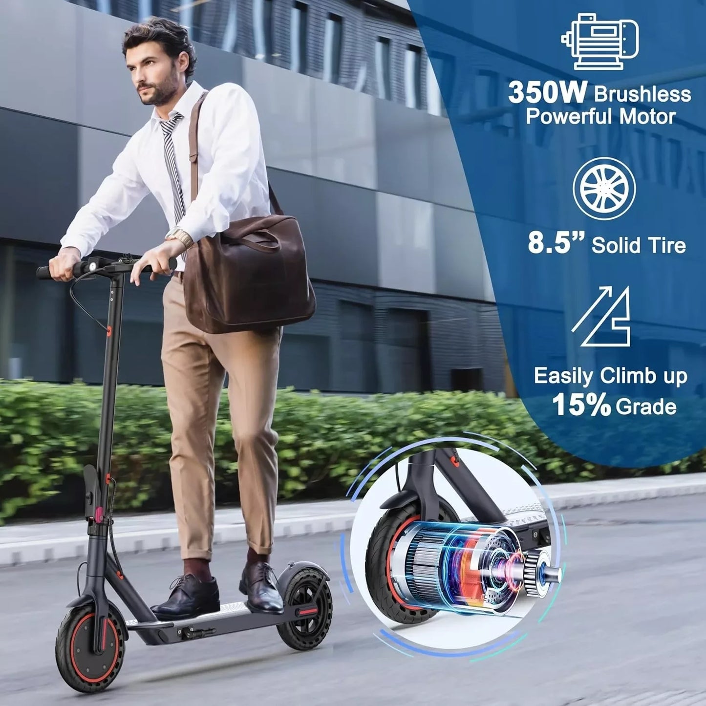 LADPED LP60 Electric Scooter – 350W Motor, 19MPH Top Speed & 16-Mile Range