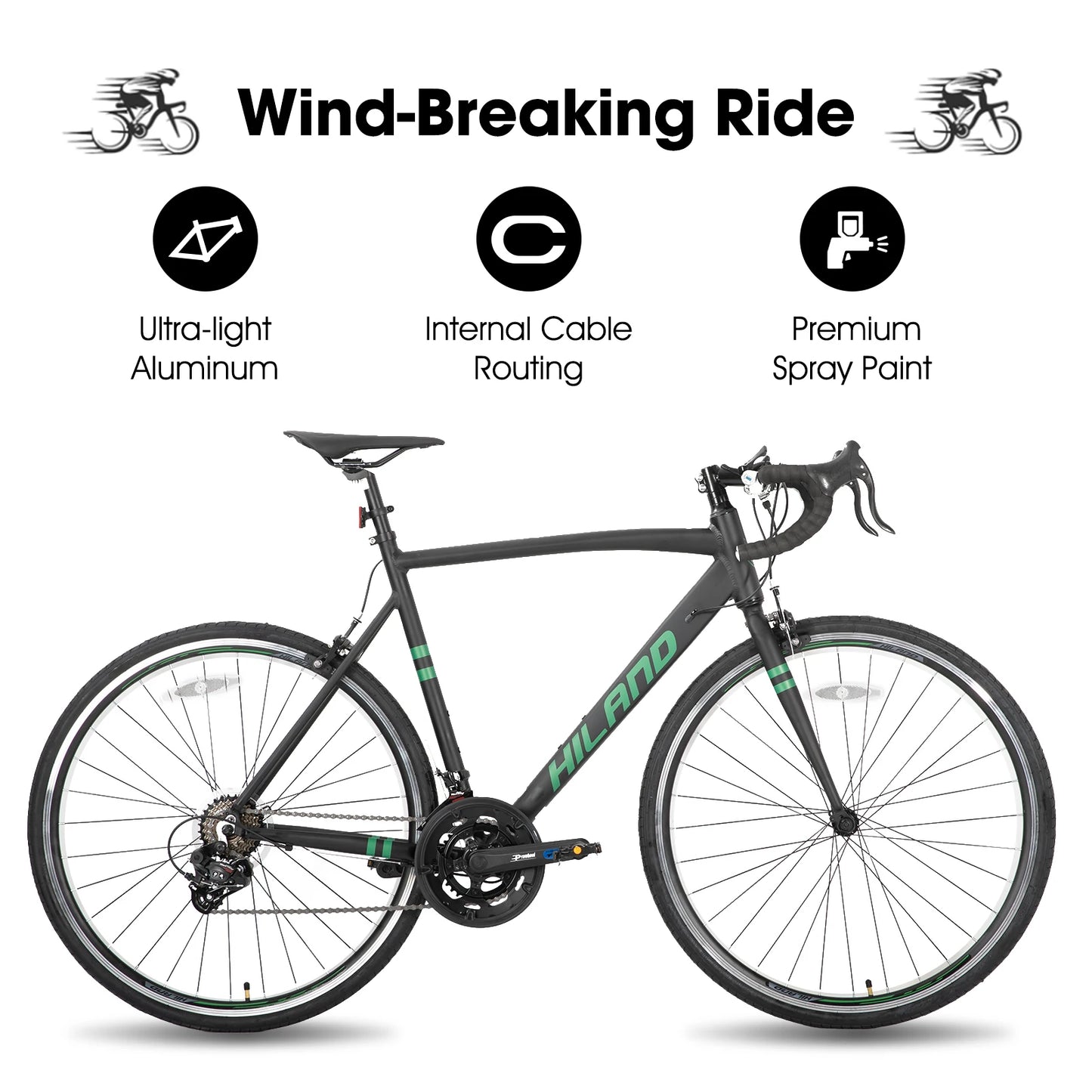Hiland Aluminum Road Bike, Shimano 14-Speed Racing Bike, 53/57cm Frame for Men
