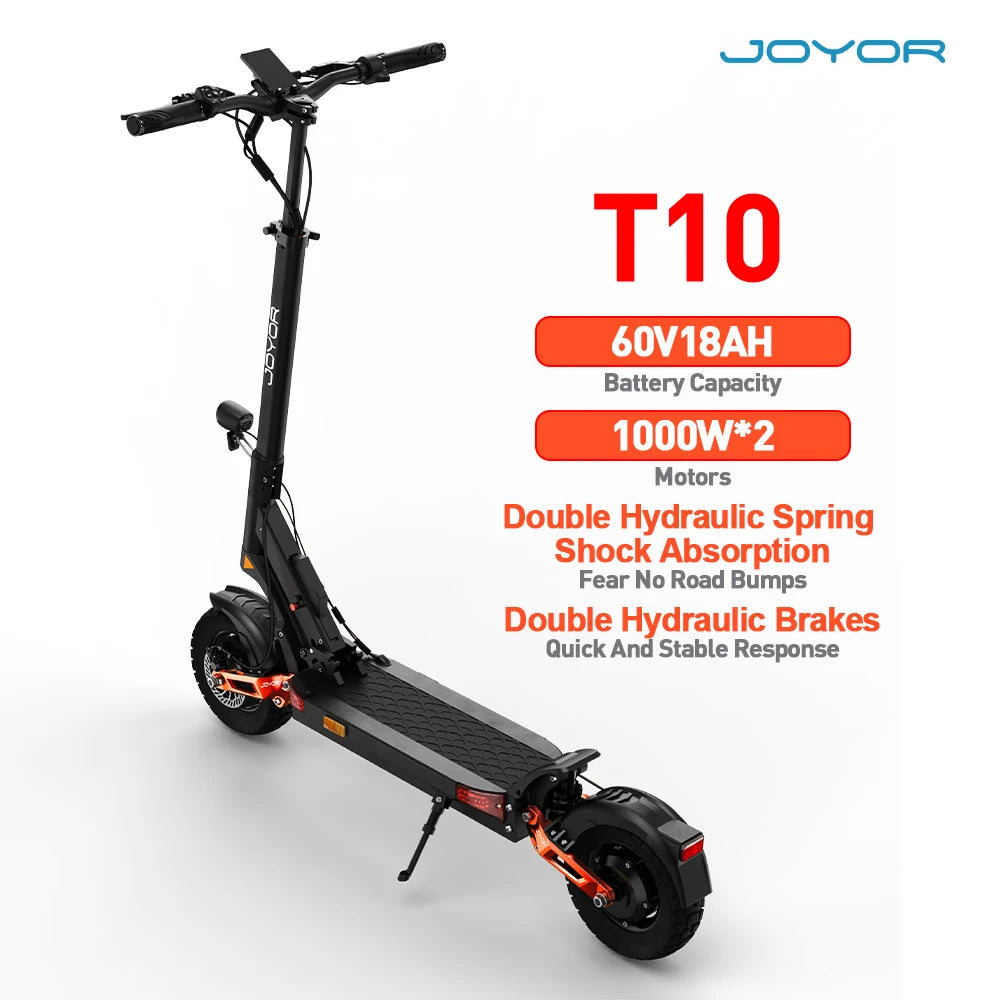 JOYOR T10 Electric Scooter – 2000W Dual Motor, 60V 18Ah Battery & Up to 47 Miles Range