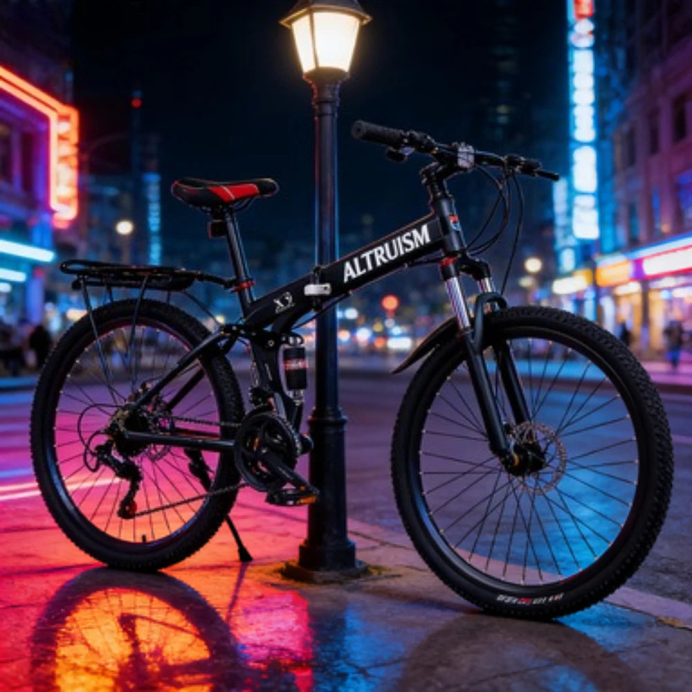 26-Inch Mountain Bike for Men & Women, 21-Speed Dual Suspension Bicycle with Disc Brakes