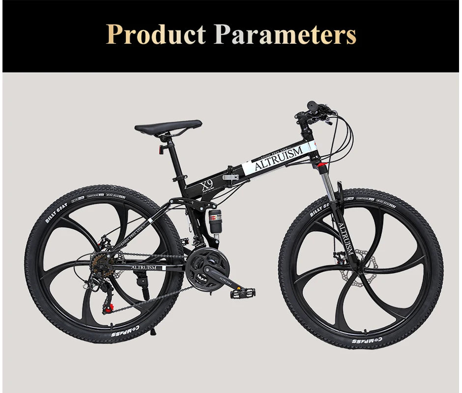 26-Inch Mountain Bike for Men & Women, 21-Speed Dual Suspension Bicycle with Disc Brakes