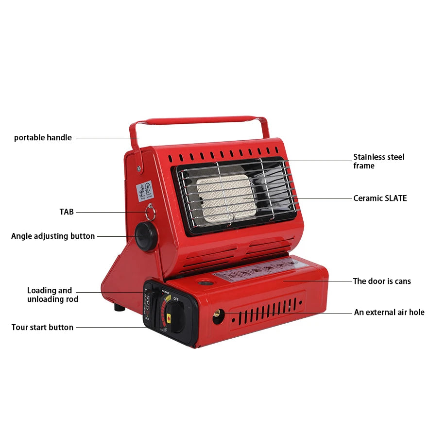 Camping Emergency Butane Heater, Portable Double Heat Source Outdoor Survival Heater
