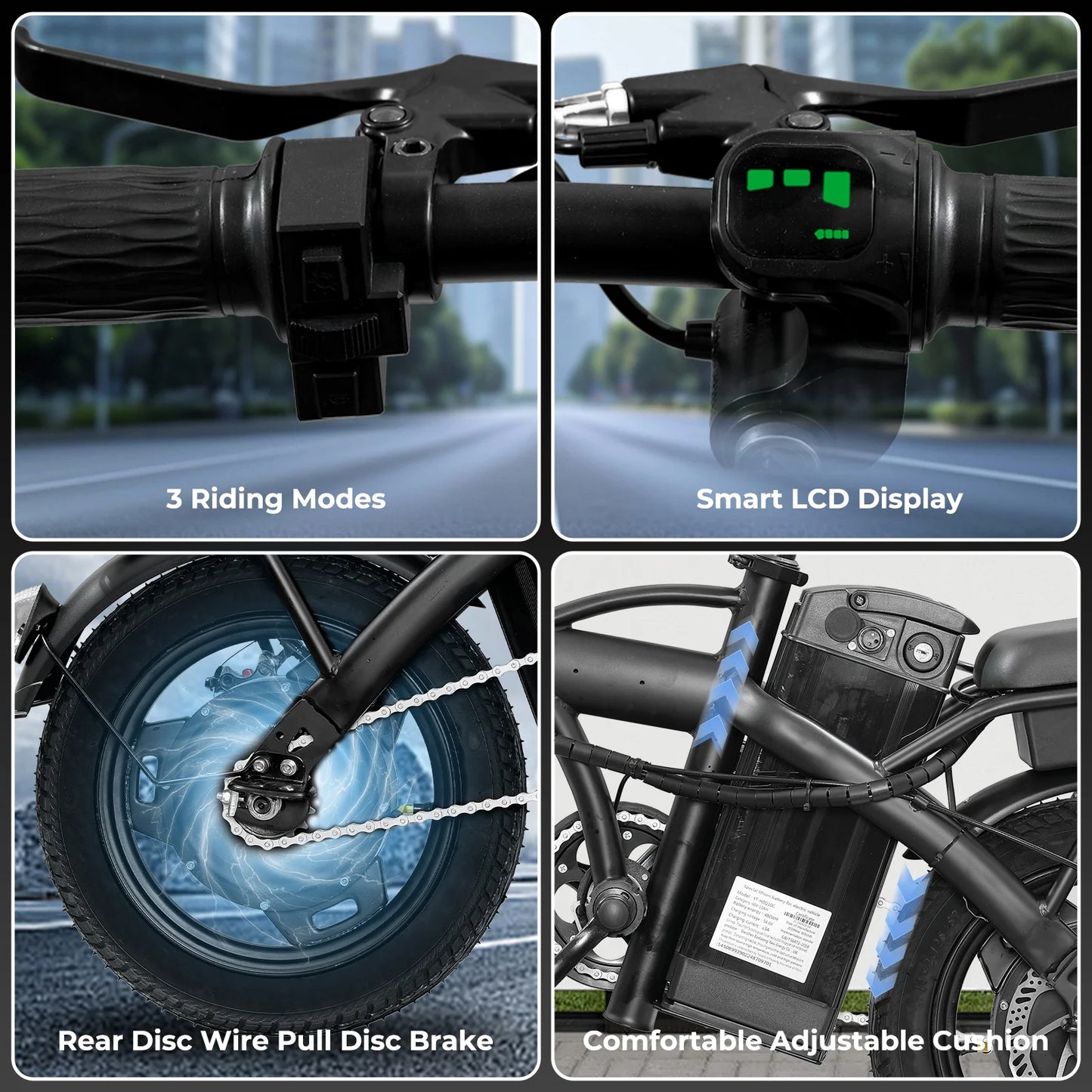 14" Folding Electric Bike with 560W Peak Motor and 32-Mile Range