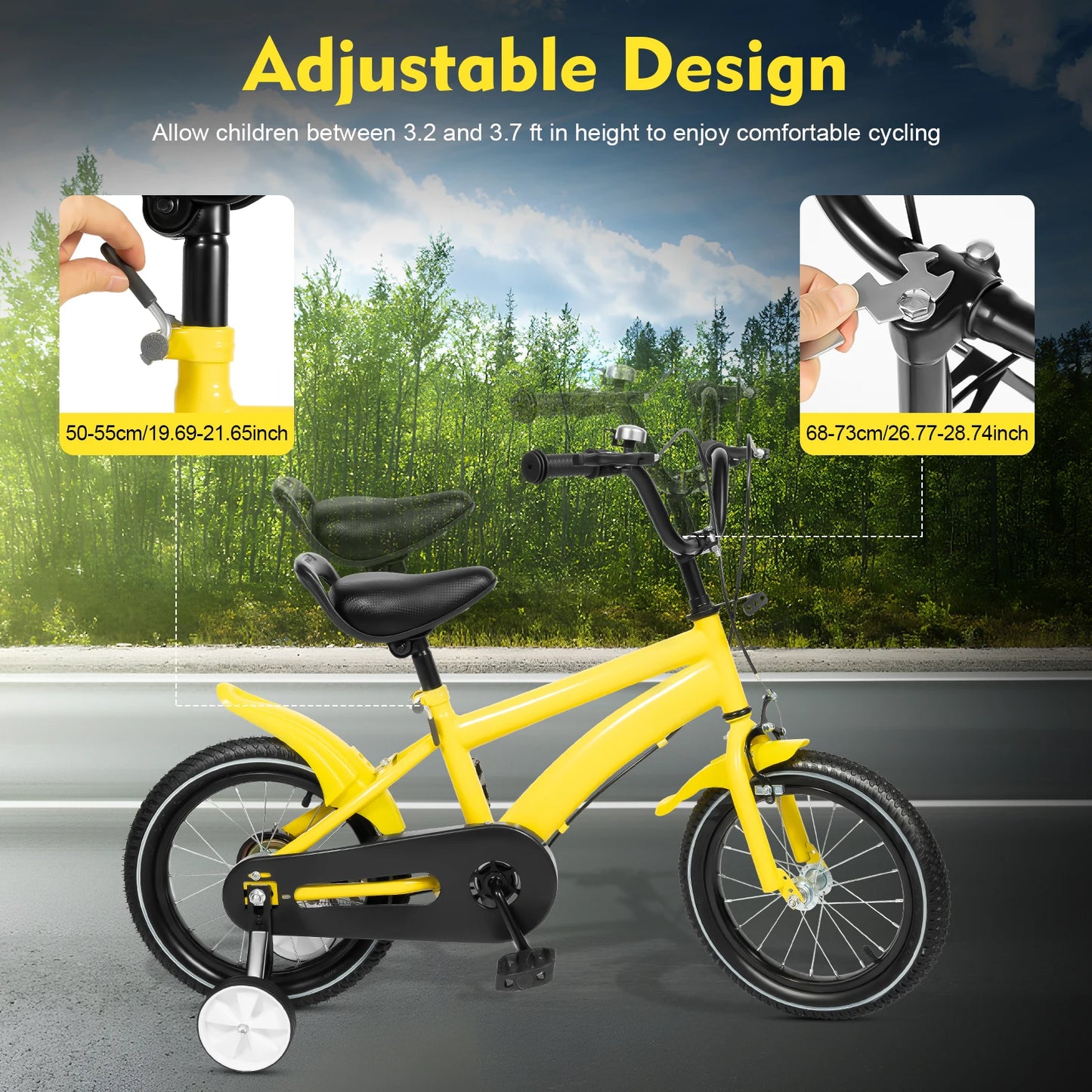 14-Inch Children's Bicycle with Training Wheels for Boys & Girls Ages 2-5