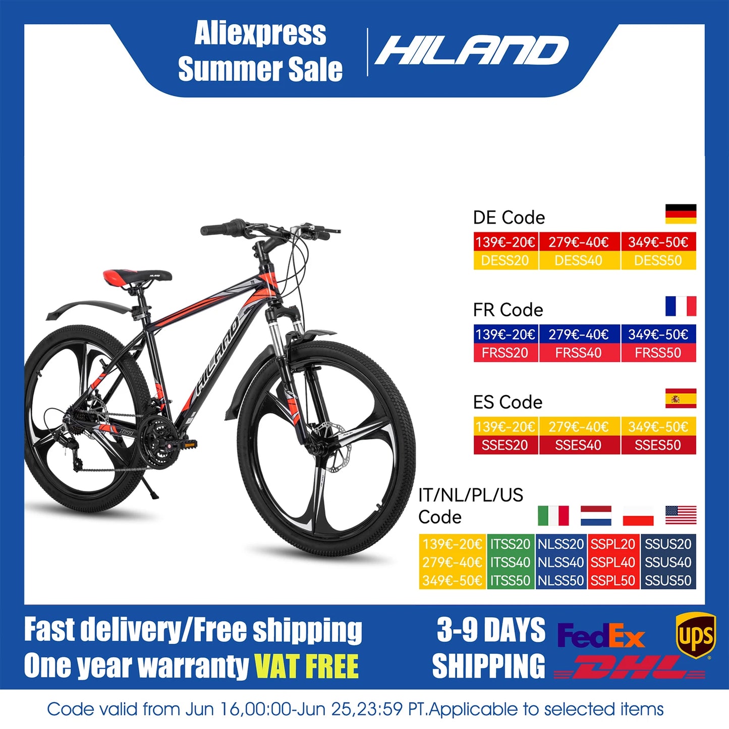 Hiland Mountain Bike with Shimano 21-Speed Drivetrain, Aluminum Frame & 26-Inch Wheels