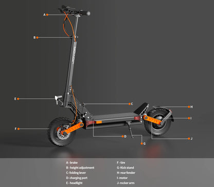 JOYOR S5-Z Electric Scooter with 600W Motor, 48V 13Ah Battery & 34-Mile Range