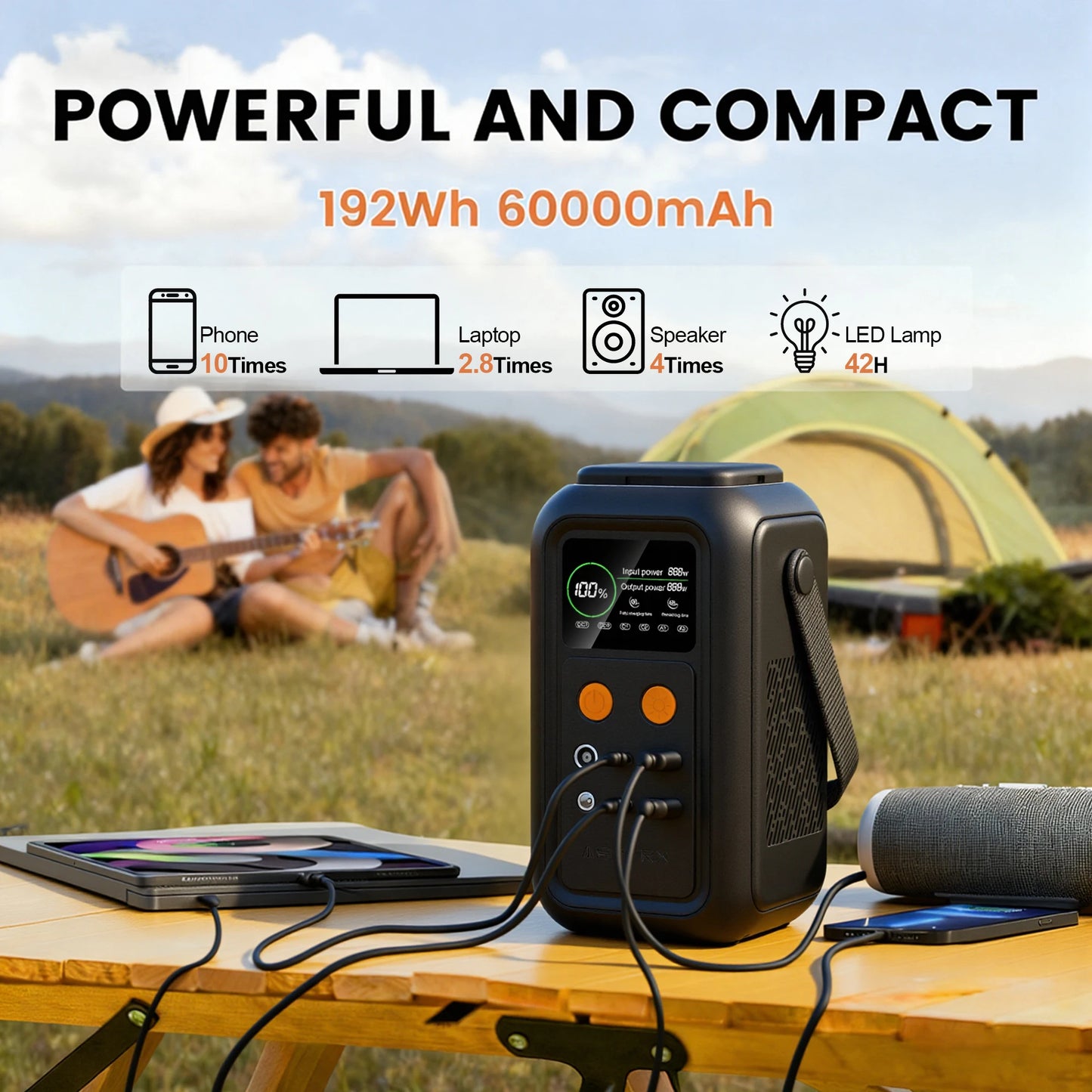 CTOLITY AXP200 200W Portable Power Station, 192Wh LiFePO4 Solar Generator with 60000mAh Battery