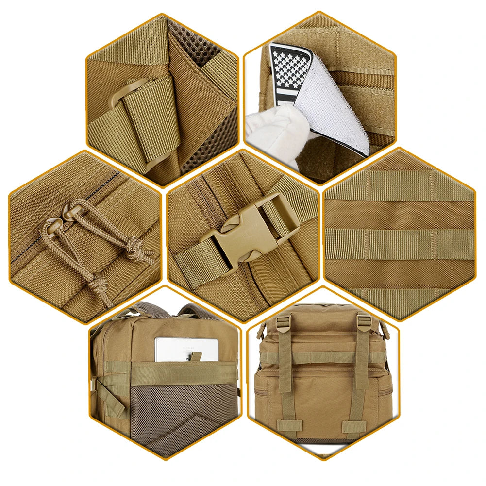 45L Tactical Backpack, Military Molle Travel Pack for Trekking, Camping & Hunting