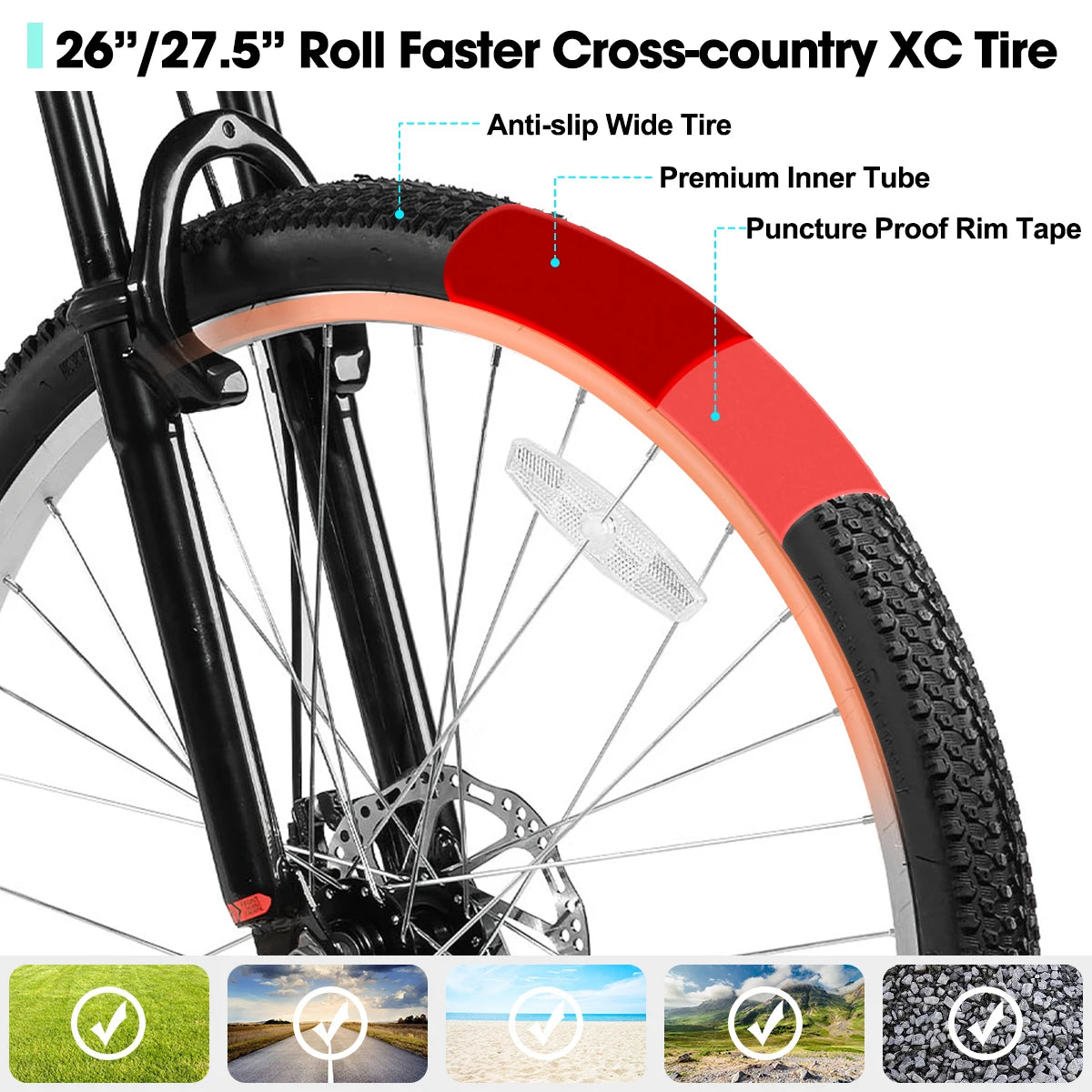 HILAND Slycan Mountain Bike, 26/27.5-Inch Wheels, 18-Speed Aluminum Alloy Frame with Dual Disc Brakes