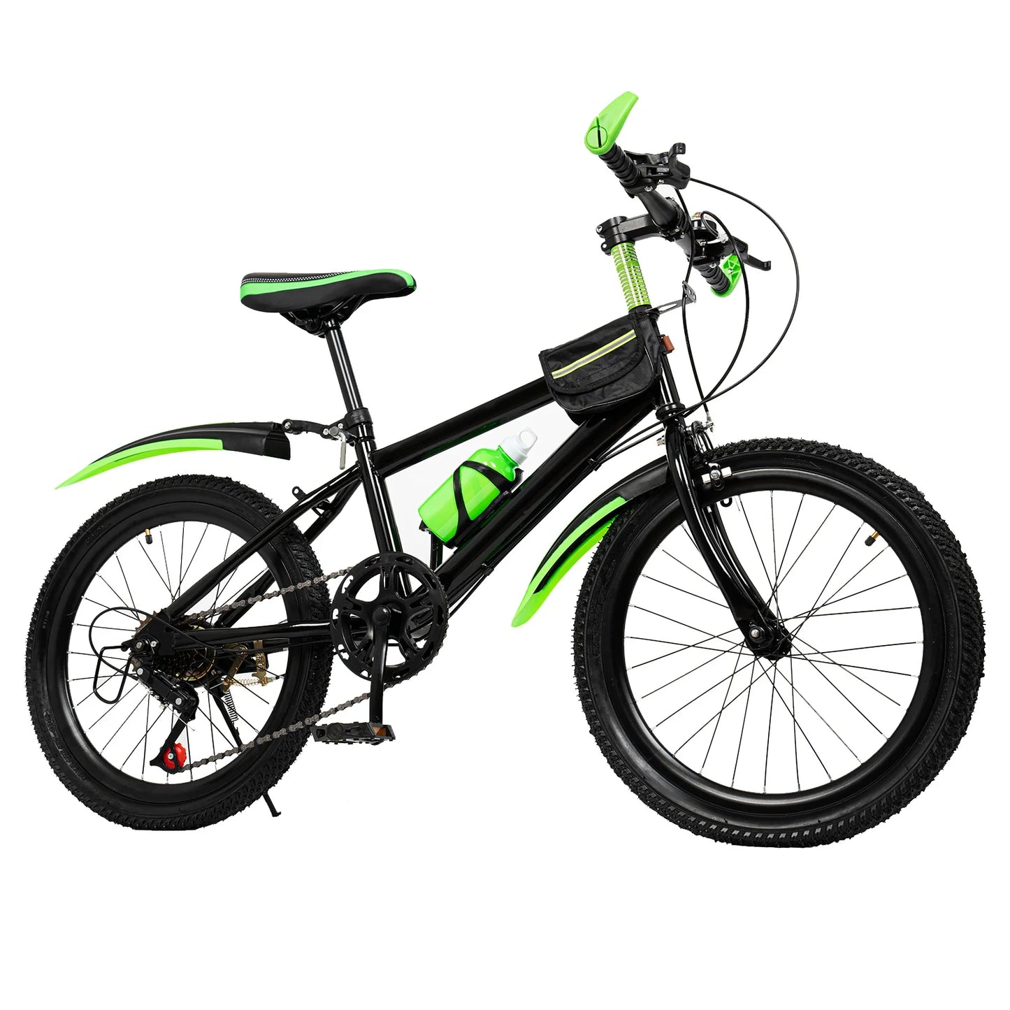 20-Inch Kids Mountain Bike with 7-Speed Gears, Adjustable Seat, Storage Bag & Compass Bell