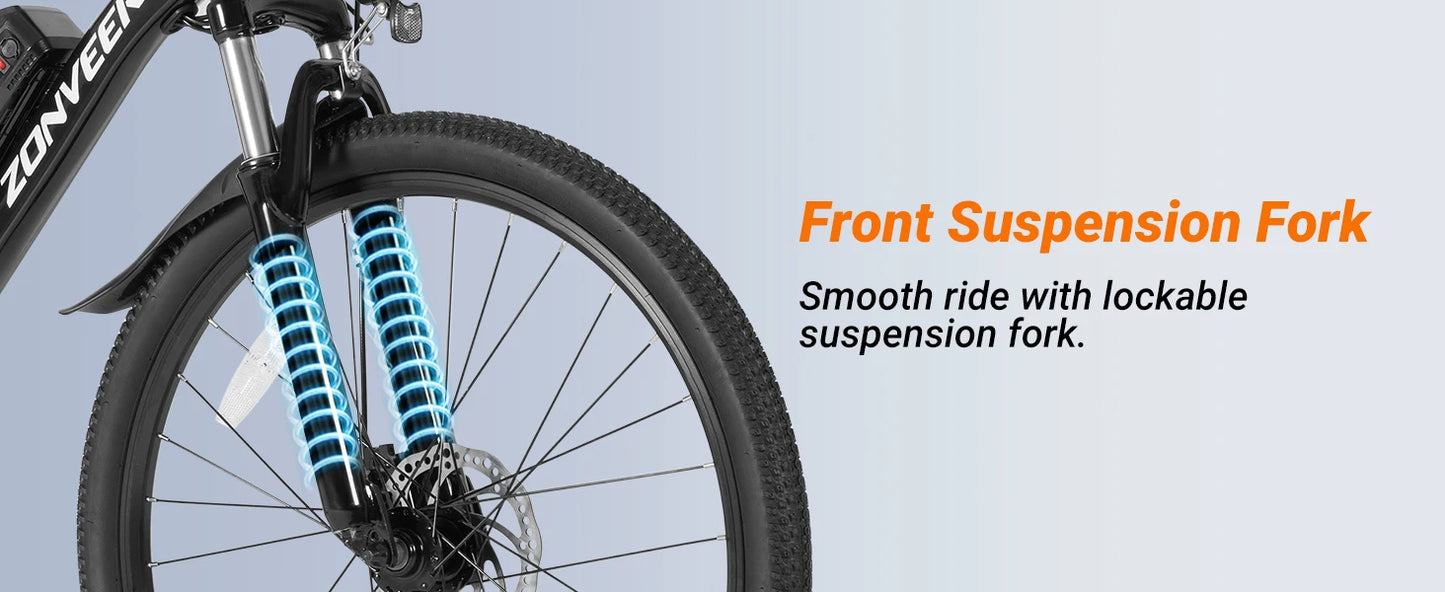 M26 Electric Bike with 1000W Peak Motor and 50-Mile Range